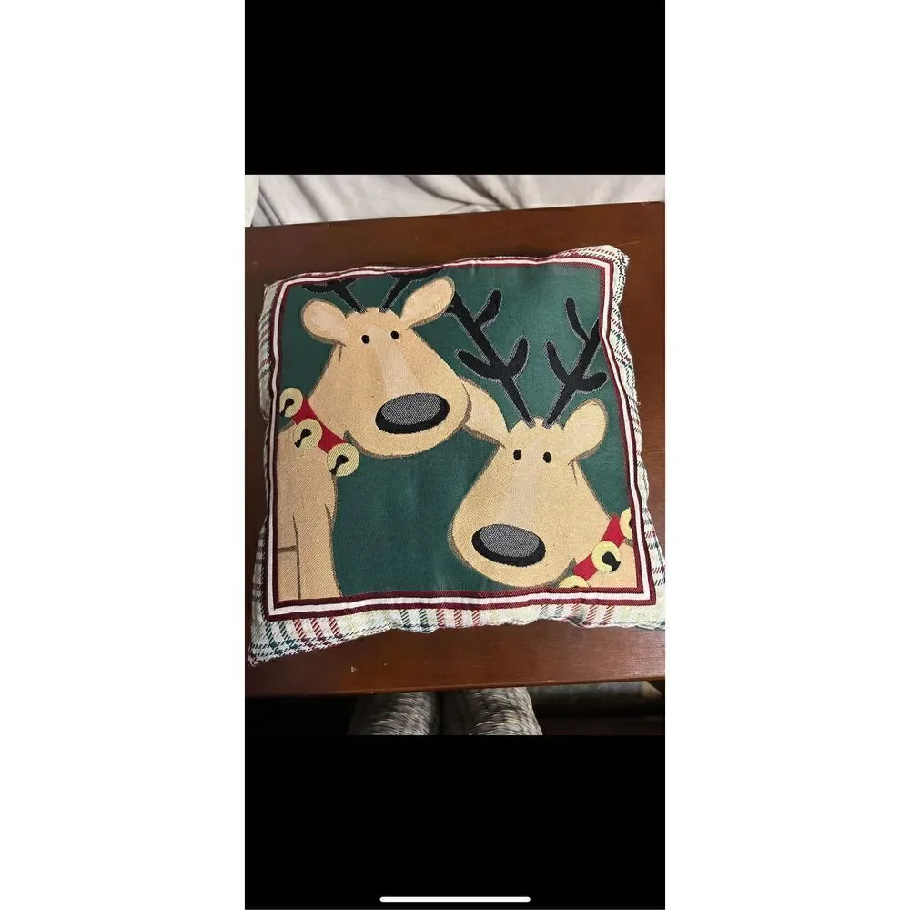Set of 2 holiday reindeer decorative pillows